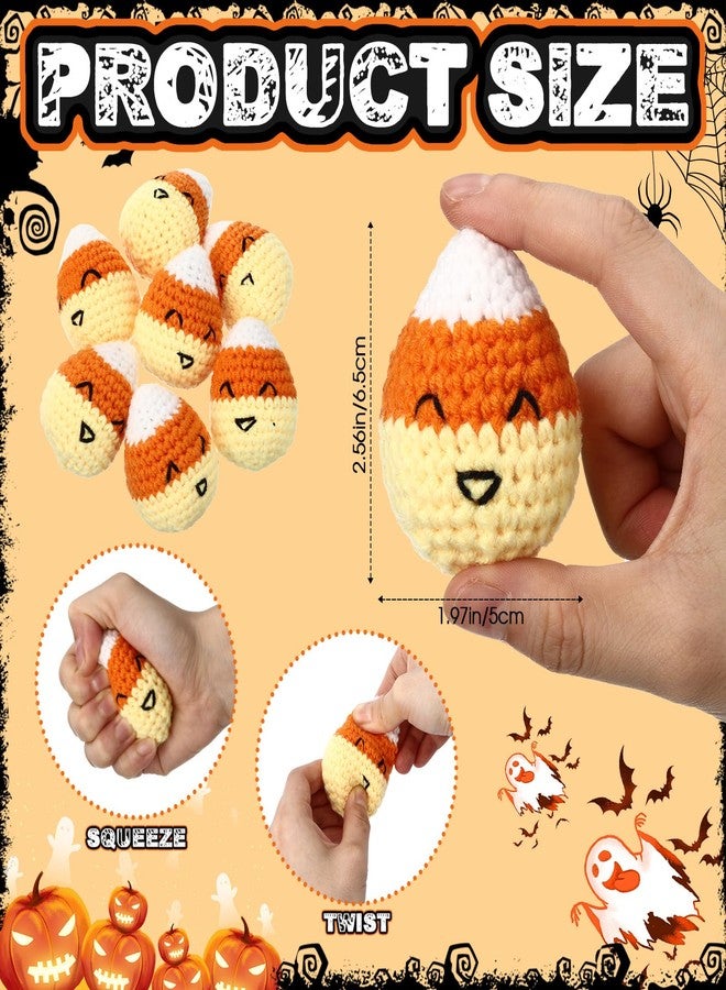 Silipull 6 Pcs Candy Corn Plush Fall Party Decoration Handmade Knitted Crochet Corn Thanksgiving Gifts for Guests Treat Supplies Goodie Bag Fillers Thanksgiving Gift for Teacher Women Coworker - Image 2